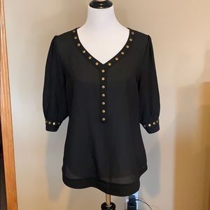 Black Hawthorn top with brass style buttons top lg
